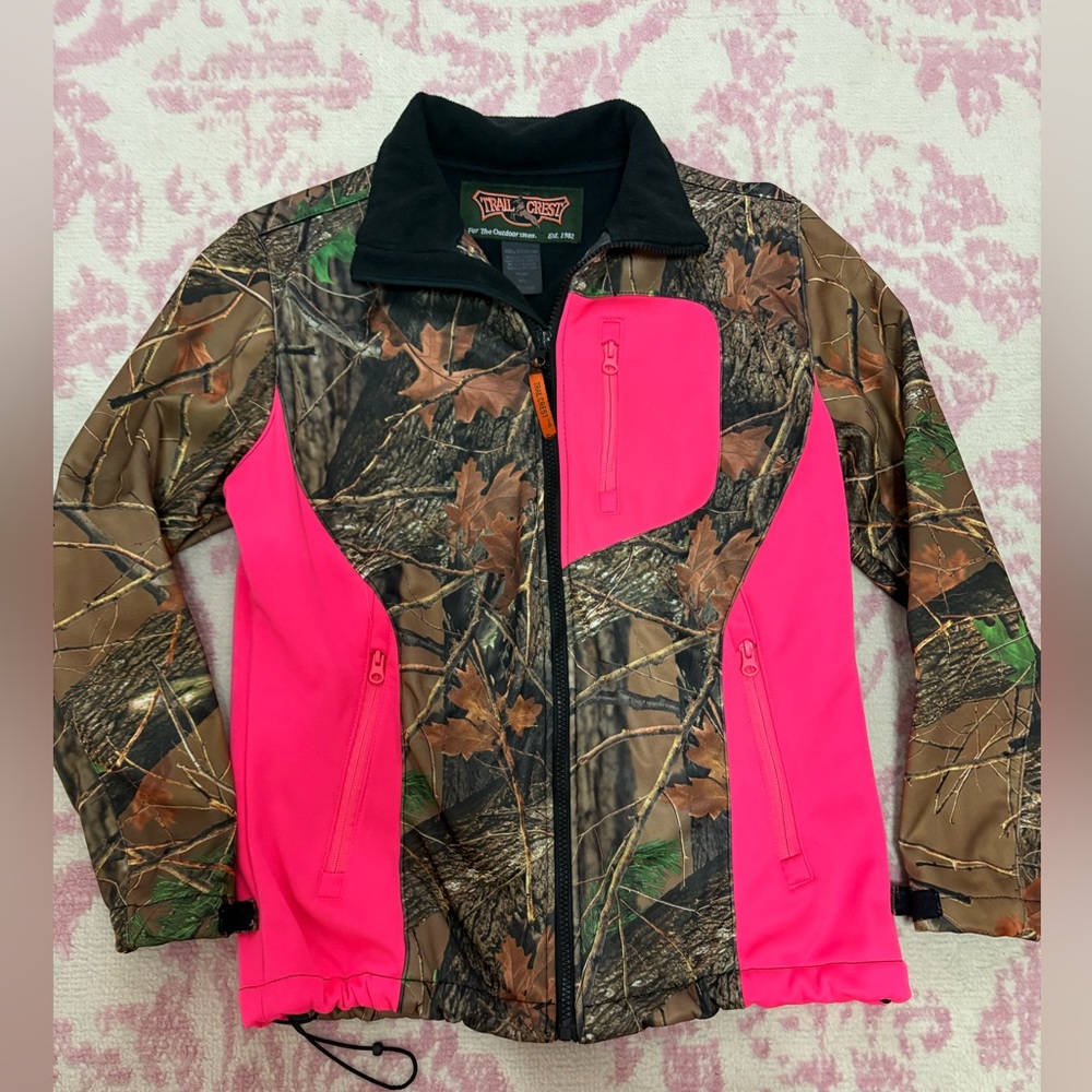 Trail Crest Pink Camo Softshell Full Zip Hunting Utility Outdoor Jacket Women’s